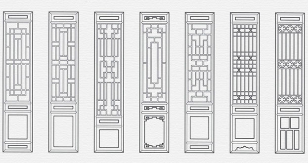 磴口常用中式仿古花窗图案隔断设计图